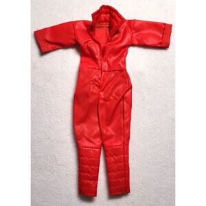 Barbie Doll Red Jumpsuit Parachute jumper 80s Superstar Baggy Padded Legs Collar